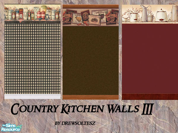 Sims 2 — Country Kitchen Walls III by drewsoltesz — Three more country style kitchen wallpapers, ideal for your