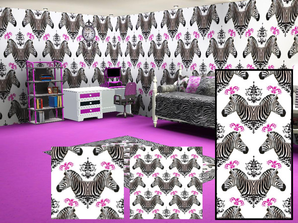 Sims 3 — Rennara_Zebra_Fancy_Wall by Rennara — Zebra Fancy Wallpaper (not recolourable)