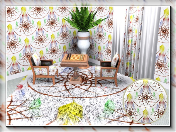 Sims 3 — marcorse_dreamcatcher pattern by marcorse — A simple repeat pattern featuring a stylised Native American
