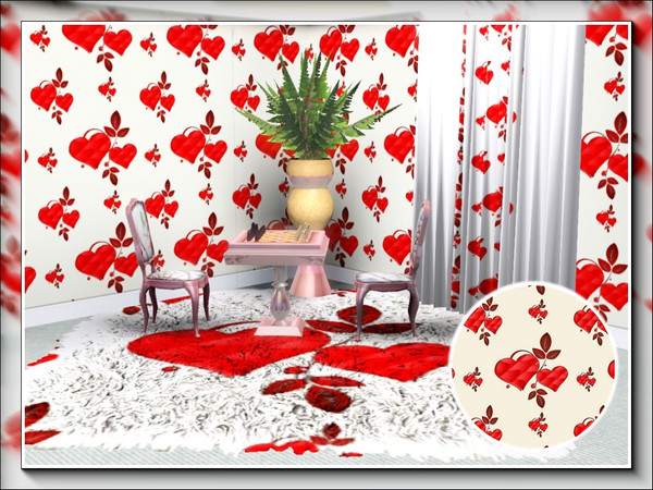 Sims 3 — marcorse_hearts and leaves pattern by marcorse — Bright and sassy, red quilted hearts and brown leaves on a