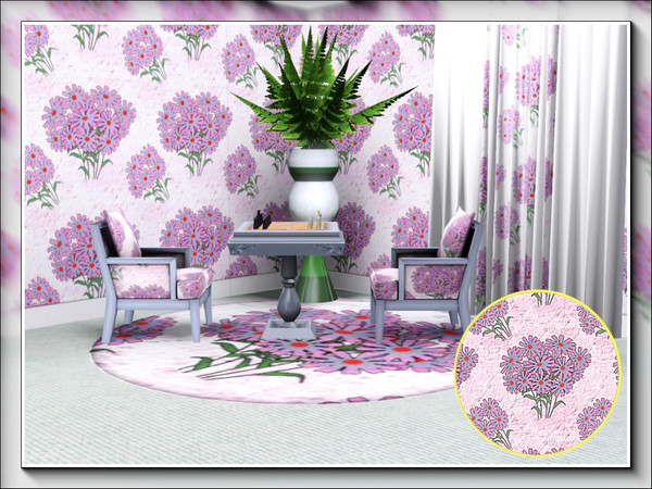 Sims 3 — marcorse_pretty as a daisy 3 pattern by marcorse — Circular bunches of lilac daisies in a pretty allover design.