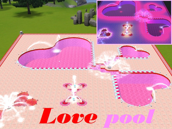 Sims 3 — LOVE pool ! by torija07092 — Love is in the air with this romantic pool-park, it contains 3 big heart shape