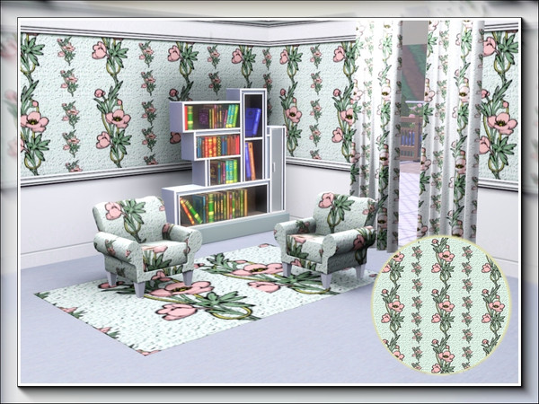 Sims 3 — marcorse_floral clamber 1 pattern by marcorse — Pink ranunculus flowers and buds in a twining upwardly mobile