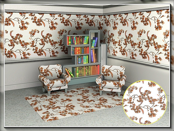 Sims 3 — marcorse_gentle blossoms brown pattern by marcorse — Sprays of generic blossoms twist and twine in this floral