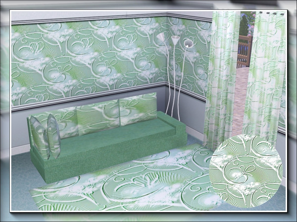 Sims 3 — marcorse_green sunburst pattern by marcorse — An abstract design of swirls, clouds and sunbursts.
