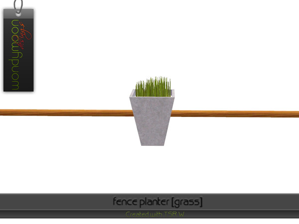 Sims 3 — Fence Planter [Grass] by wondymoon — - Set 2 - Fence Planters - Fence Planter [Grass] - wondymoon designs -