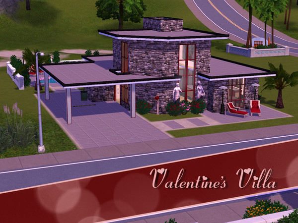 Sims 3 — Valentines Villa by LunaAquilo2 — Beach side villa perfect for newlyweds. This house is built for two, with a
