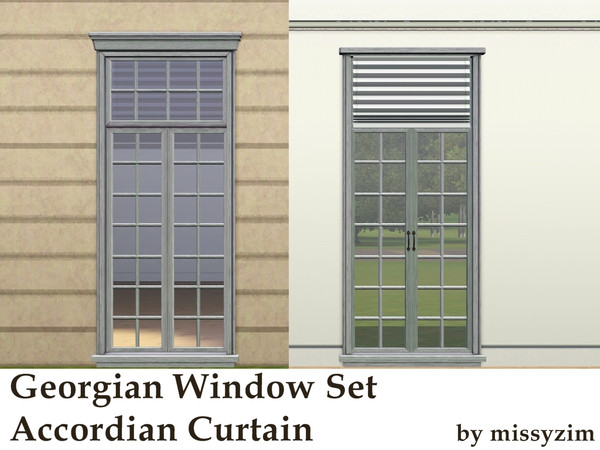 Sims 3 — MZ_Wide Accordian Curtain by missyzim — Window shade to fit my Georgian Windows.