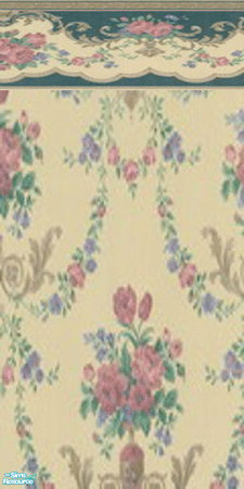 Sims 2 — KS A Beige Flowered Wall by mskitty — Please do not upload to anywhere else but the TSR