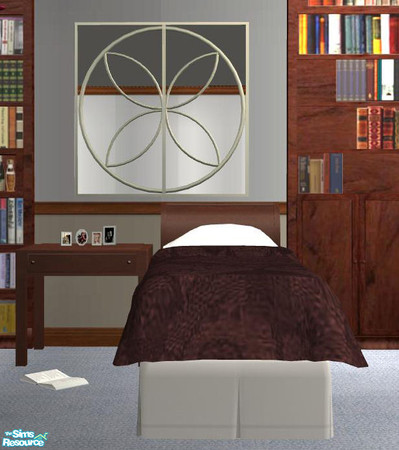 Sims 2 — PB Singlebedroom Recolor brown - Bedcover DamaskChoclate by ShinoKCR — 