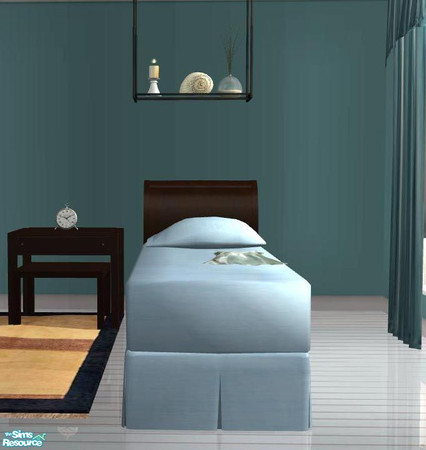 Sims 2 — PB Singlebedroom - Recolor Singlebed BlackwoodnTeal by ShinoKCR — 