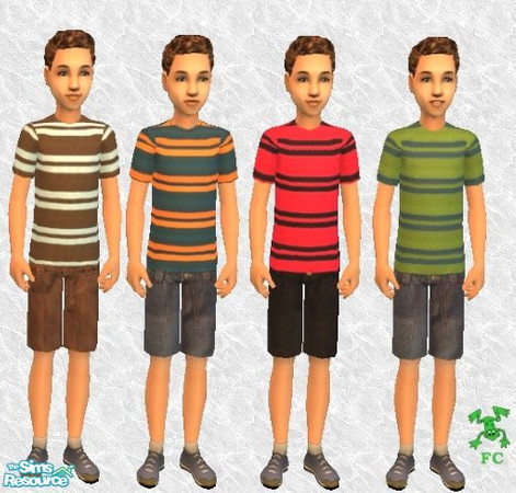 Sims 2 — Striped boys summer set by frogger1617 — All base game recolors.