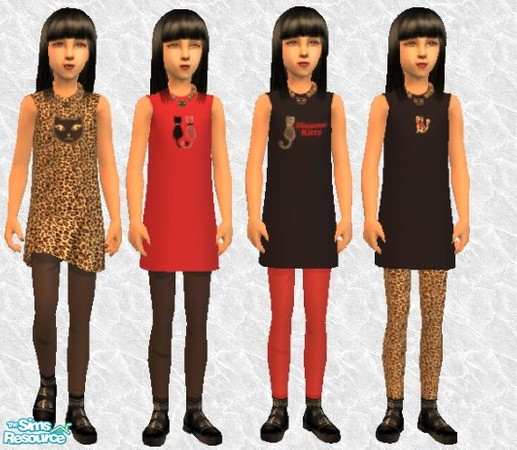 Sims 2 — Preety Kitty Dresses by frogger1617 — Maxis Base Game Recolor
