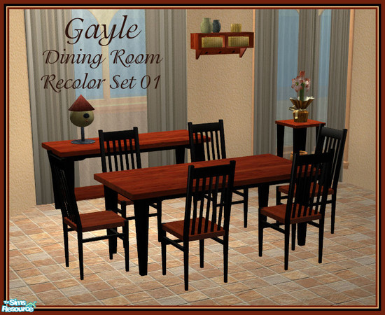 Sims 2 — Gayle Dining Room - Black and Cherrywood Recolors by kittyispretty69 — A set of black and cherry wood recolors