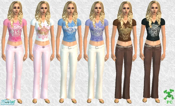 Sims 2 — Adult and YA Gem seperates by frogger1617 — Shirts and pants by AZ jeans company. Shirts are base game, Pants