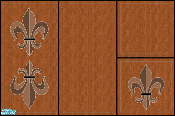 Sims 2 — Fleur-de-licious Walls & Floors by simonandy — A set of wooden floors and wall panels with a fleur-de-lis