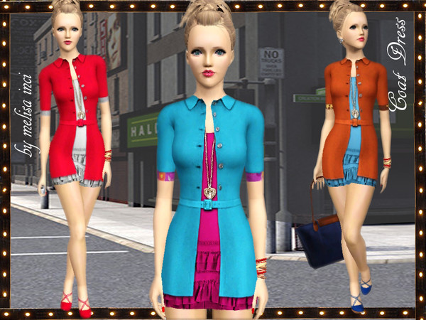 Sims 3 — Coat Dress by melisa_inci — Coat Dress by melisa inci *Everyday-Formal *Young Adult-Adult *4 Recolorable Part