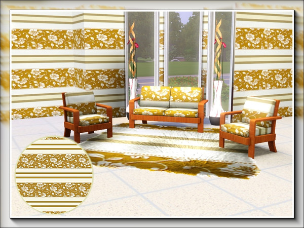 Sims 3 — marcorse_striped in cream pattern by marcorse — A pretty gold floral pattern overlaid with cream and gold