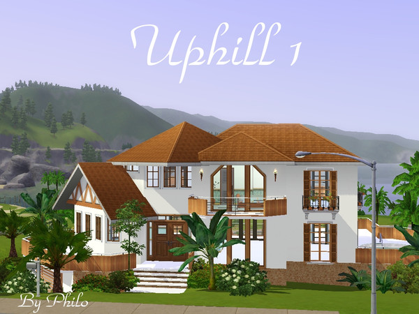 Sims 3 — Uphill 1 by philo — Watch out! This house with its steep driveway is only for good driver. It offers 3 bedrooms,