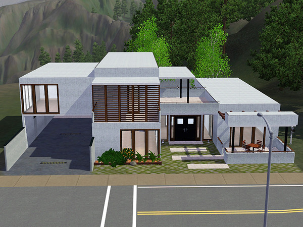 Sims 3 — Modern Bungalow 02 - 3 bedrooms NF by simoleontree — Modern bungalow 02, 3 bedrooms, 2.5 bathrooms, two patios,