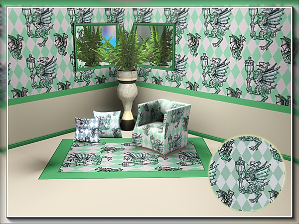 Sims 3 — marcorse_sceptred cheetah pattern by marcorse — A winged cheetah with sceptre is the focus of this simple repeat