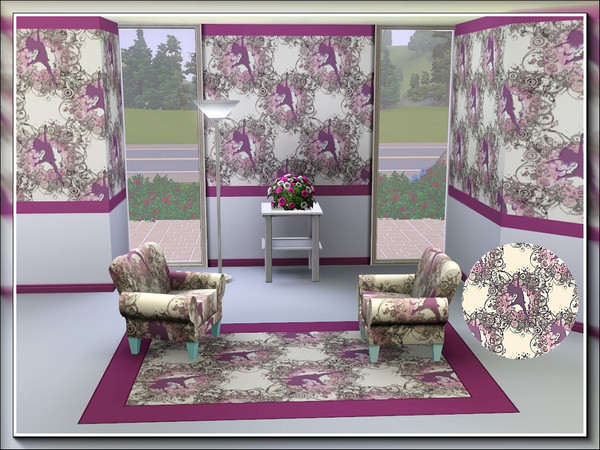 Sims 3 — marcorse_dance pattern by marcorse — A stylised image of a young girl dancing in a field of flowers.