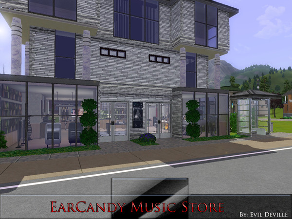 Sims 3 — Ear Candy Music by evil_deville — a fantastic music store for your sims to hang out. 3 floors. first floor fully
