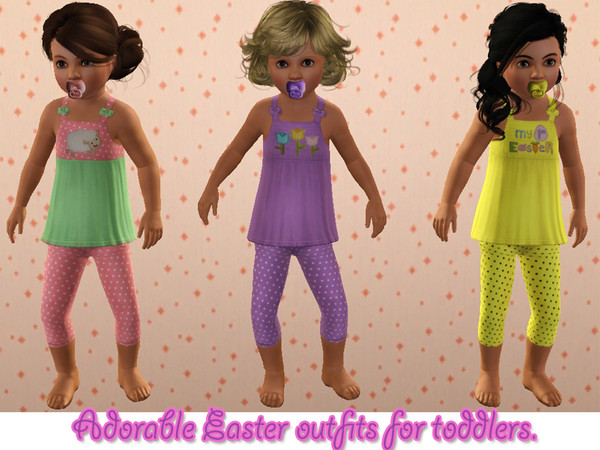 Sims 3 — Easter outfits for toddlers. by TigerLiyene2 — Easter outfits for toddlers. 4 outfits are included. 3