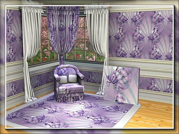 Sims 3 — marcorse_lilac butterfly pattern by marcorse — A lilac butterfly silhoutted against a self-coloured sunburst in