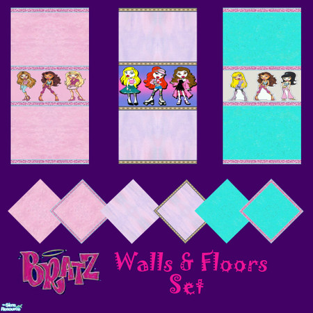 Sims 2 — BRATZ walls and floors set by Sheera — This set includes 9 items : 3 walls and their 6 matching floors with and