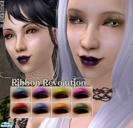 Sims 2 — Ribbon Revolution Eye Shadow by aikea_guinea — Set of eight soft-alphaed eye shadows; works especially well for