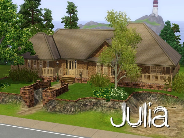 Sims 3 — Julia by grizzly_bear — 2 bedrooms, 1 bathroom, open plan living, deck, cottage, starter home