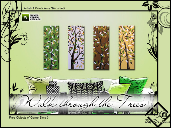 Sims 3 — Walk Through the Trees Collection by Devirose — Vertical panels,intense,modern lines and attractive colors.-4