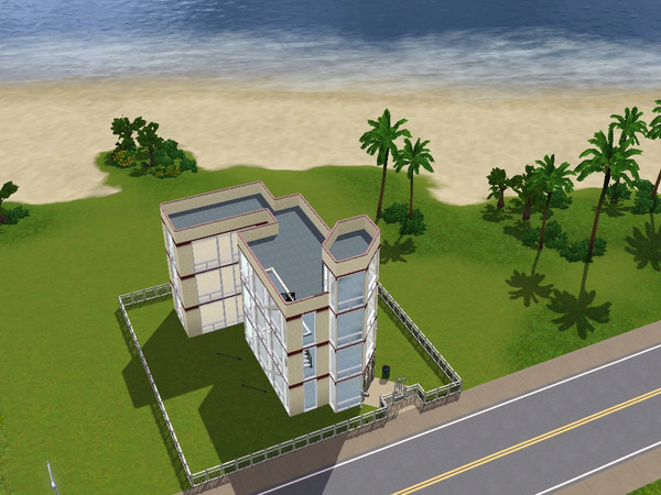 Sims 3 — Dolce Modern by Xodess — Beautiful lakefront 3-story house. 4 bedrooms, 3 baths, living room and kitchen, an