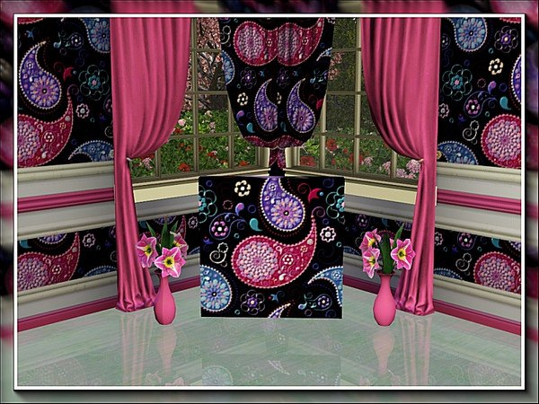 Sims 3 — marcorse_teardrop paisley pattern by marcorse — A classic teardrop paisley design in pink, blue and purple