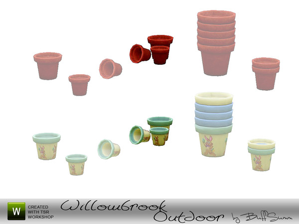 Sims 3 — Willowbrook Pots 1 by BuffSumm — Some flower pots for decoration. A special Easster colouroption. Created by