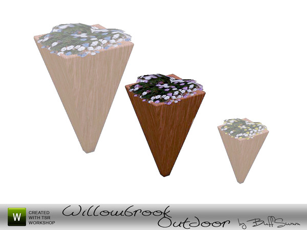 Sims 3 — Willowbrook Flower Middle by BuffSumm — A planter in three differend sizes. Created by BuffyASummer (BuffSumm) @