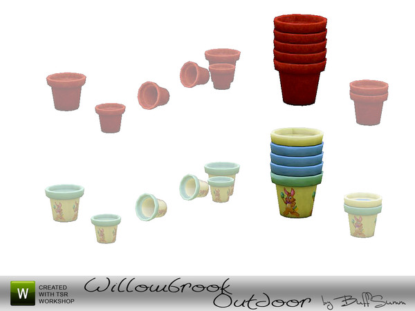 Sims 3 — Willowbrook Pots 2 by BuffSumm — Some flower pots for decoration. A special Easster colouroption. Created by
