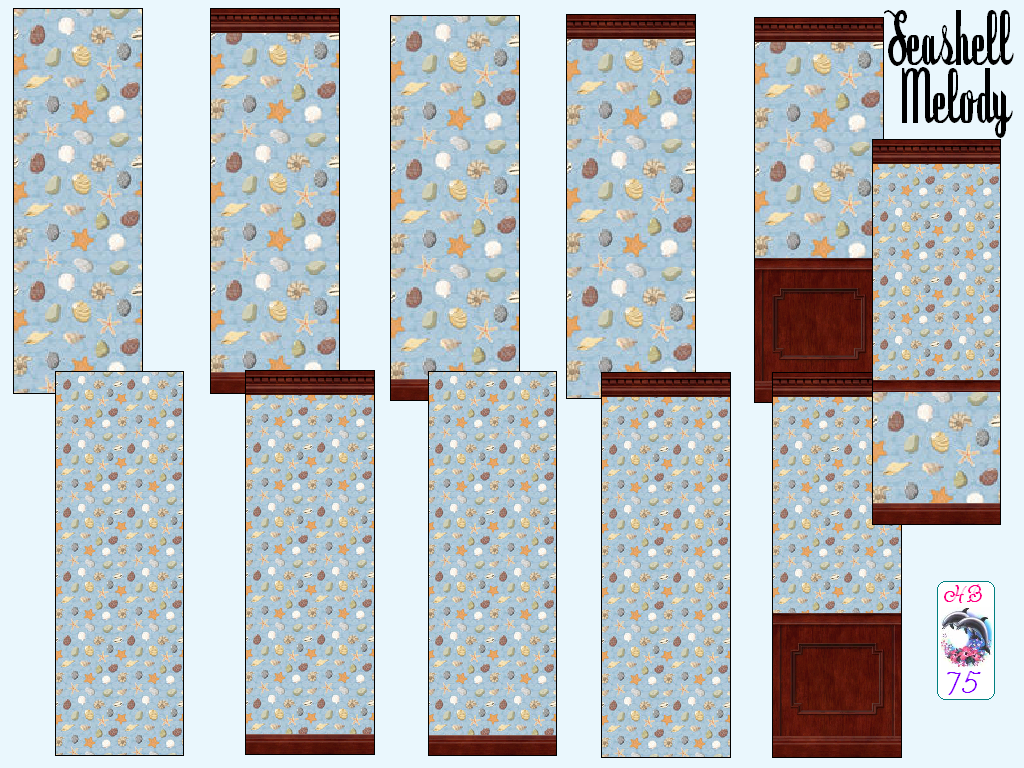 Sims 2 — SeashellMelody HB75 THE WALLPAPERS by hiedibear75 — Seashell Melody by hiedibear75. A large set of walls &