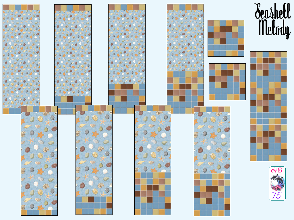 Sims 2 — SeashellMelody HB75 THE WALLPAPERwithTILE by hiedibear75 — Seashell Melody by hiedibear75. A large set of walls