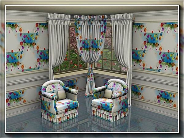 Sims 3 — marcorse_flowers in square pattern by marcorse — An abstract, squareish design of pink, blue and yellow flowers