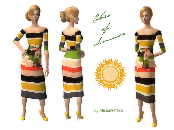 Sims 2 — \'Colors of Summer\' dress by micha89 — colorful, everyday dress. requires mesh 011 by NataliS.