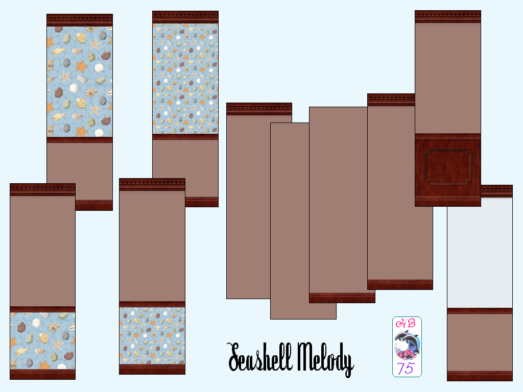 Sims 2 — SeashellMelody HB75 SeaSnailBrownPAINTS by hiedibear75 — Seashell Melody by hiedibear75. A large set of walls