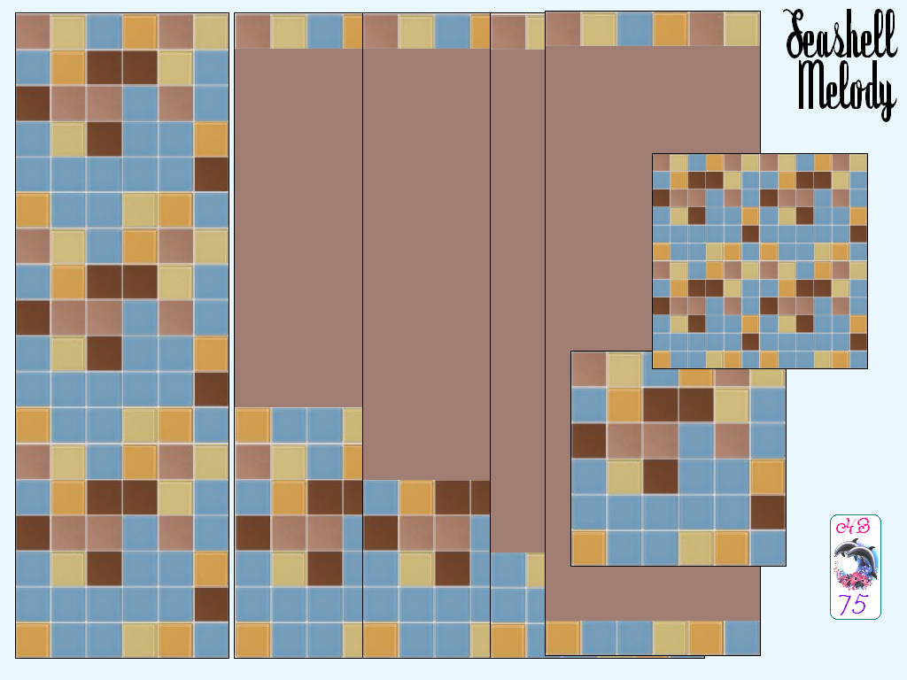 Sims 2 — SeashellMelody HB75 SeaSnailBrownTILES by hiedibear75 — Seashell Melody by hiedibear75. A large set of walls