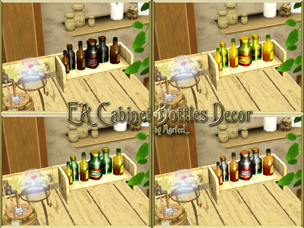 Sims 3 — EA Cabinet Bottles by murfeel — EA's cabinet bottles taken off that base game country cabinet, tweaked just a