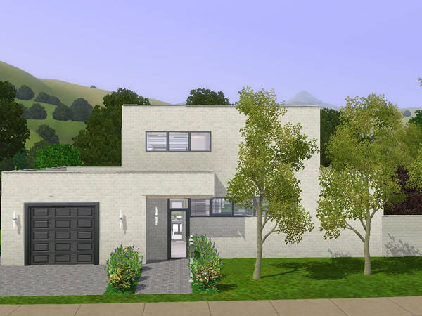 Sims 3 — David by dorienski — A modern house with open-plan living, dining, study and kitchen area, indoor garage,
