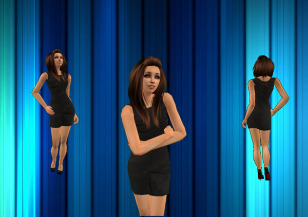 Sims 2 — Party Hard by cherrys42 — Beautiful Black Dress, Brunette, Medium Hair Height, Black High Heels With Red Bottom,