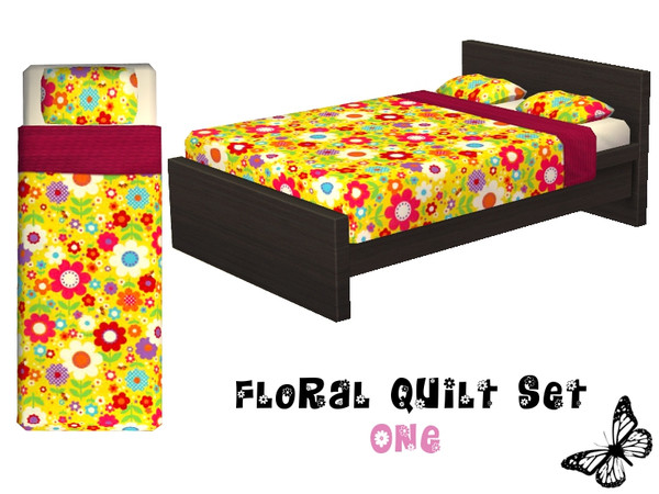 Sims 2 — Floral Quilt Set - One by sinful_aussie — A selection of bedding with a floral theme.