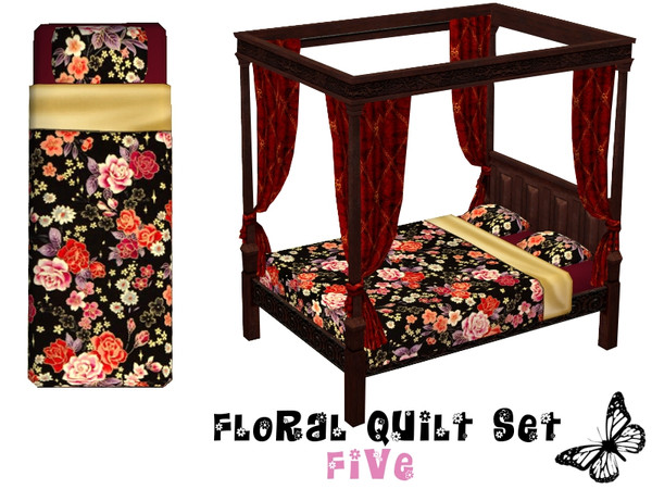 Sims 2 — Floral Quilt Set - Five by sinful_aussie — A selection of bedding with a floral theme.
