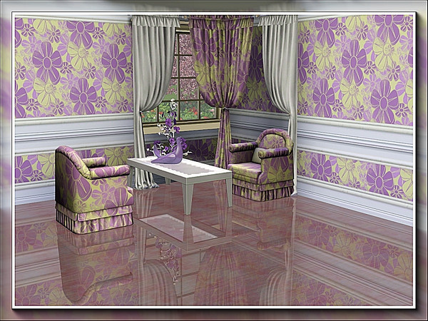 Sims 3 — marcorse_lilac mist pattern by marcorse — A soft and pretty, allover repeat pattern of lilac and cream daisy